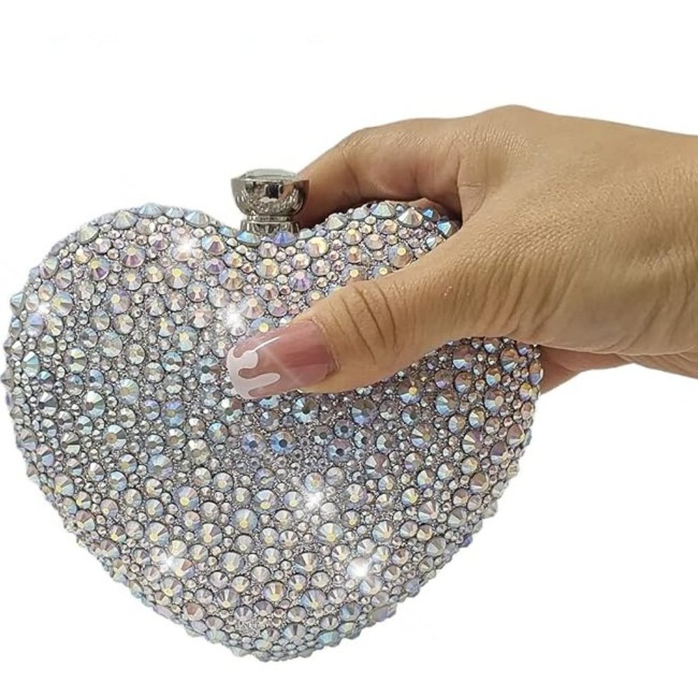 NEW Sparkling Bling Swarovski Crystal Rhinestone Valentine Heart Purse +… - Picture 7 of 16